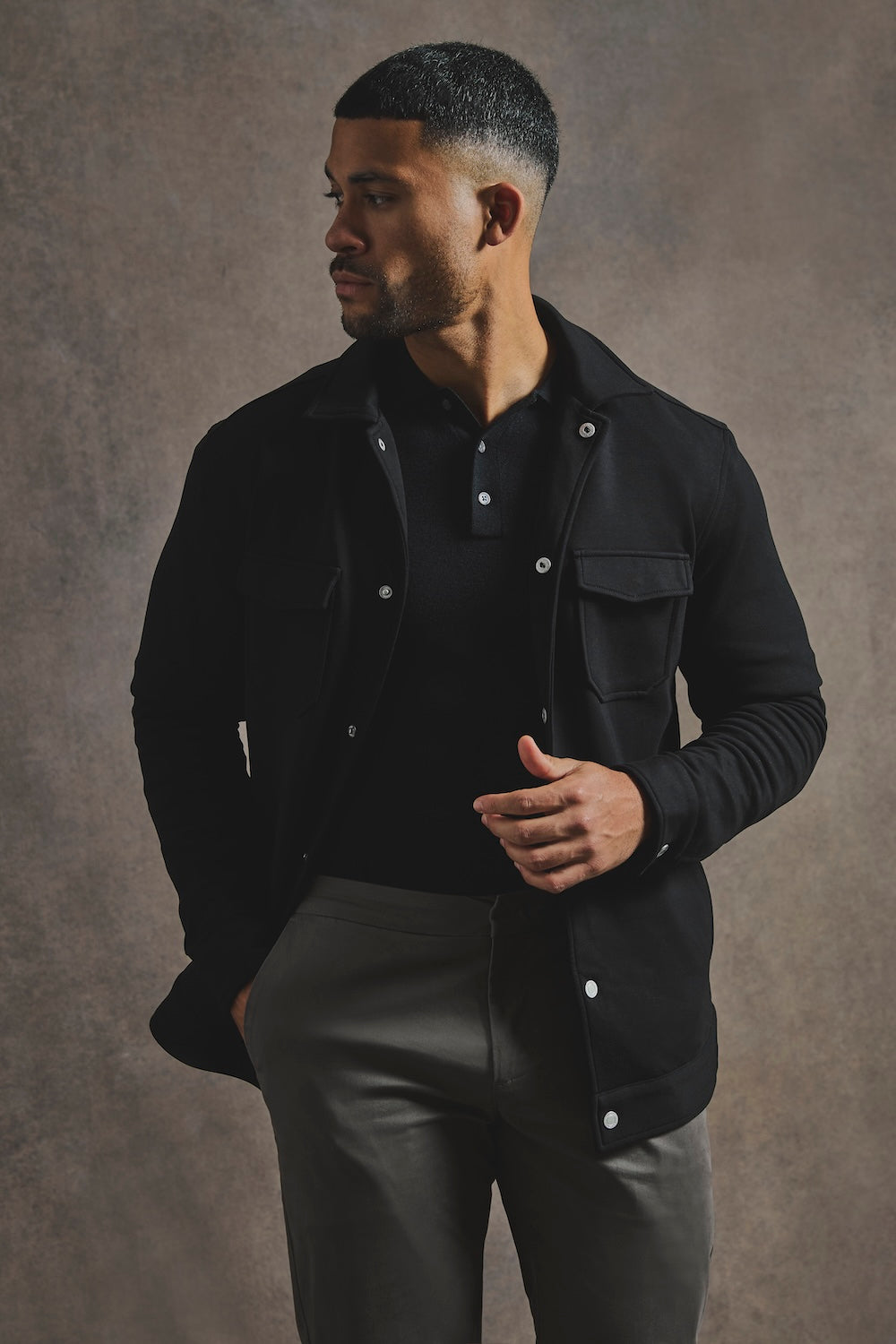 Lined Jersey Shacket in Black - TAILORED ATHLETE - USA