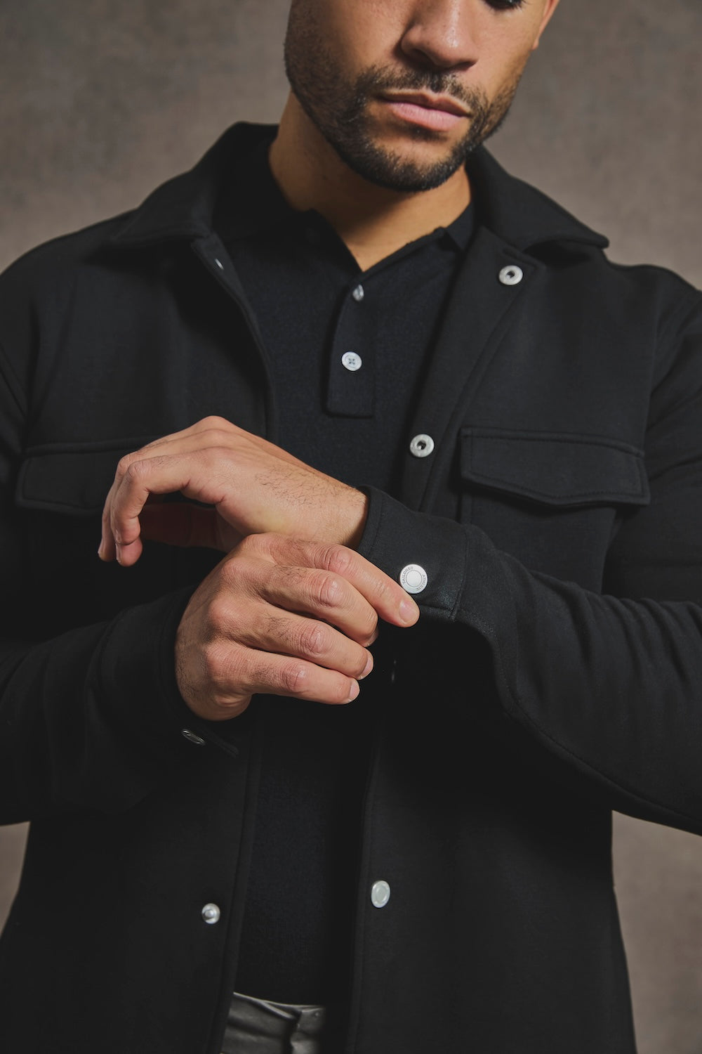 Lined Jersey Shacket in Black - TAILORED ATHLETE - USA