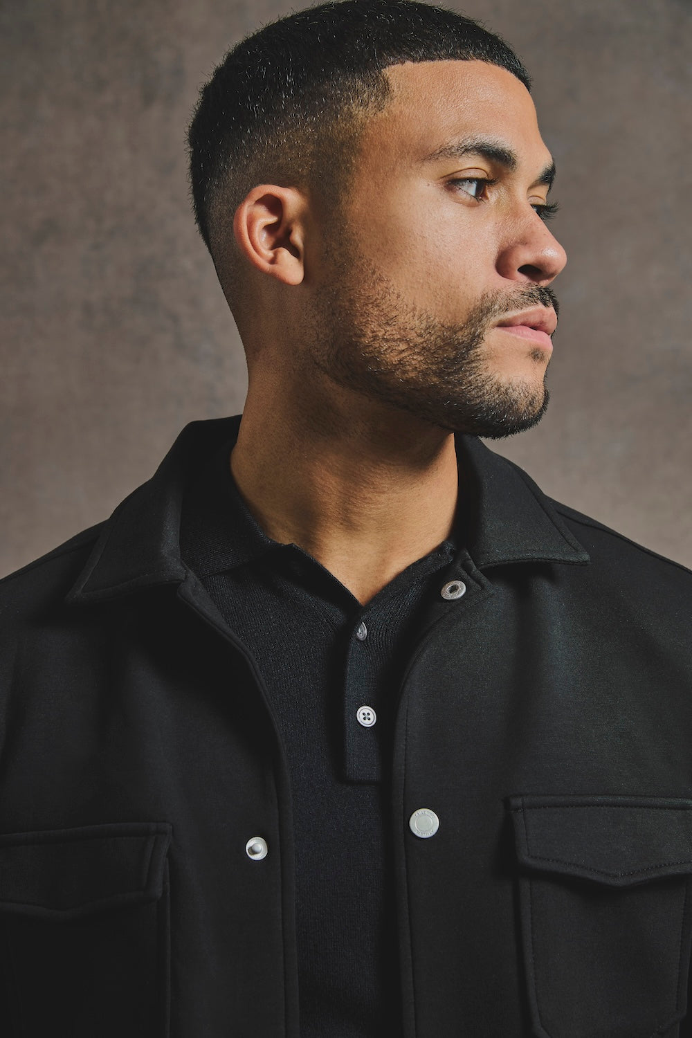 Lined Jersey Shacket in Black - TAILORED ATHLETE - USA