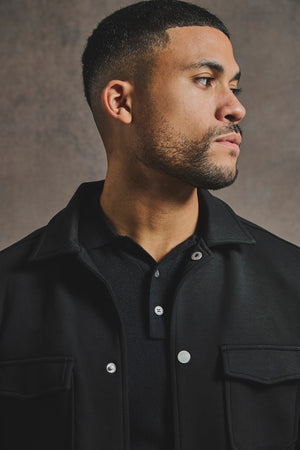 Lined Jersey Shacket in Black - TAILORED ATHLETE - USA