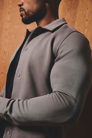 Luxe Sweat Shacket in Mushroom - TAILORED ATHLETE - USA