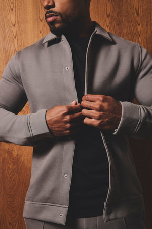 Luxe Sweat Shacket in Mushroom - TAILORED ATHLETE - USA