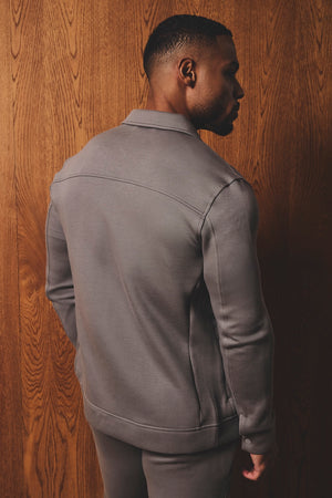 Luxe Sweat Shacket in Mushroom - TAILORED ATHLETE - USA