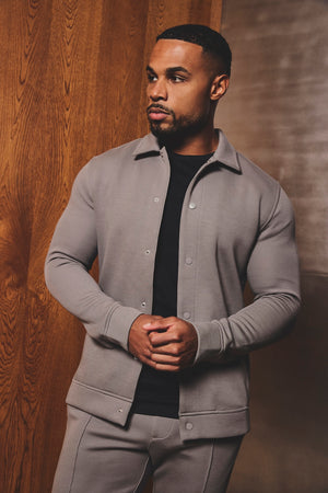 Luxe Sweat Shacket in Mushroom - TAILORED ATHLETE - USA