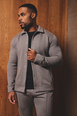 Luxe Sweat Shacket in Mushroom - TAILORED ATHLETE - USA