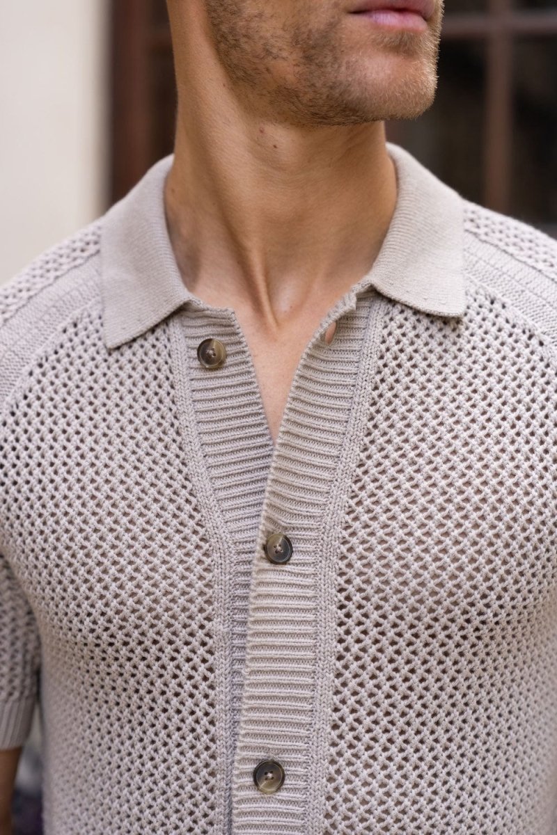 Crochet Knitted Shirt in Neutral - TAILORED ATHLETE - USA