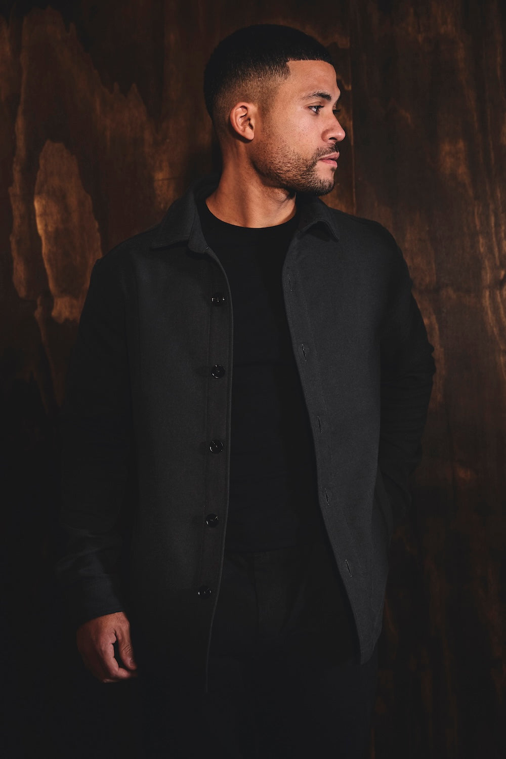 Melange Woven Shacket in Dark Charcoal - TAILORED ATHLETE - USA