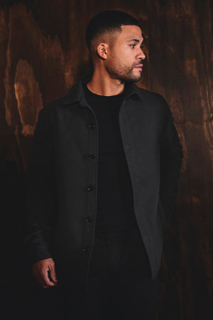 Melange Woven Shacket in Dark Charcoal - TAILORED ATHLETE - USA