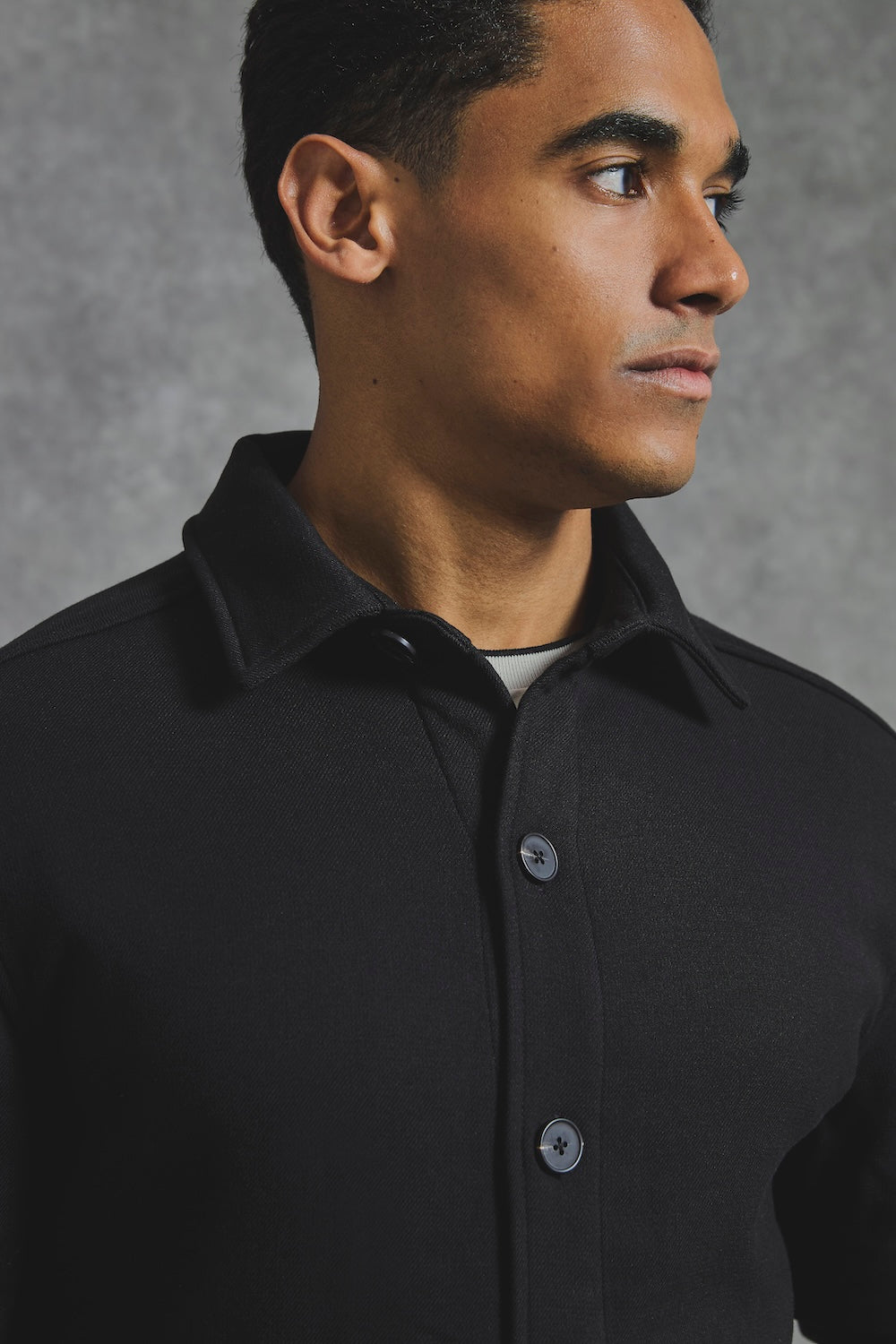 Melange Woven Shacket in Black - TAILORED ATHLETE - USA