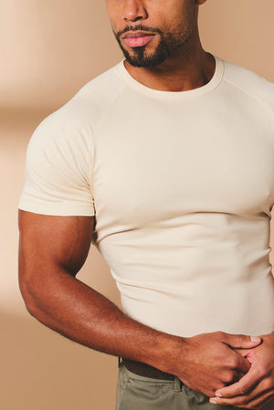 Mercerised Cotton T-Shirt in Alabaster - TAILORED ATHLETE - USA