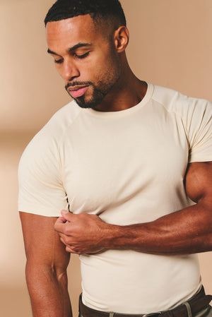 Mercerised Cotton T-Shirt in Alabaster - TAILORED ATHLETE - USA