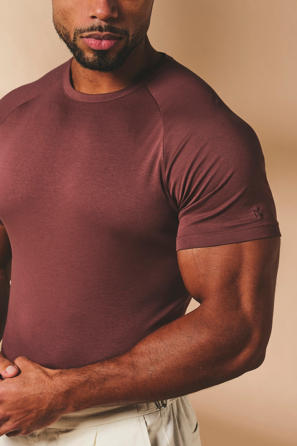 Mercerised Cotton T-Shirt in Burnt Terracotta - TAILORED ATHLETE - USA