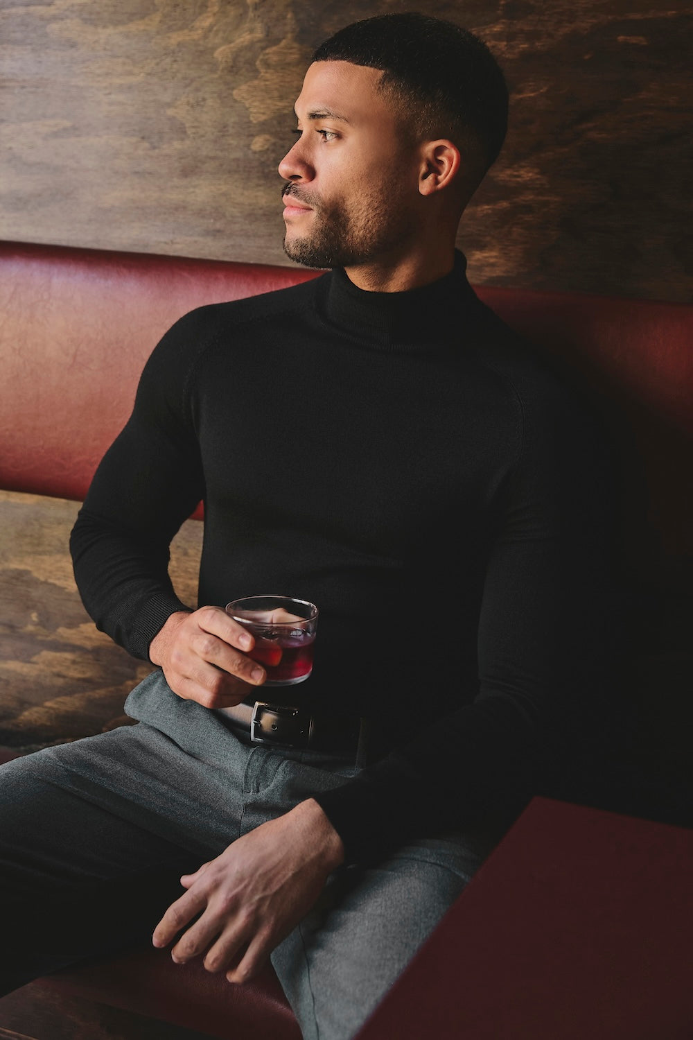 Extra Fine Merino Wool Roll Neck Sweater in Black - TAILORED ATHLETE - USA