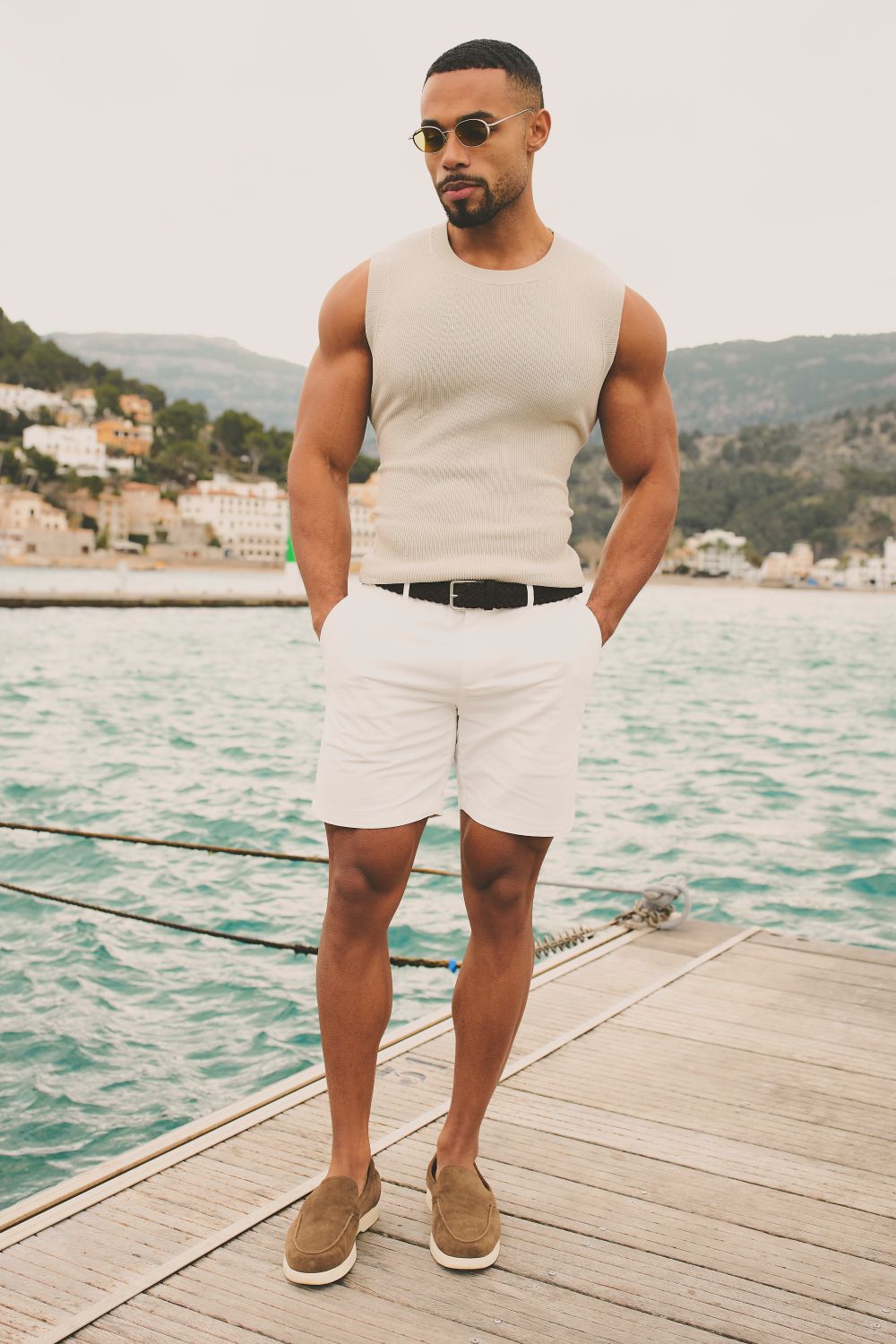 Athletic Fit Chino Shorts in Chalk - TAILORED ATHLETE - USA