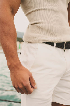 Athletic Fit Chino Shorts in Chalk - TAILORED ATHLETE - USA