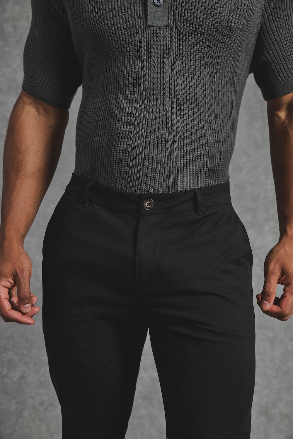 Athletic Fit Cotton Stretch Chino Pants in Black - TAILORED ATHLETE - USA