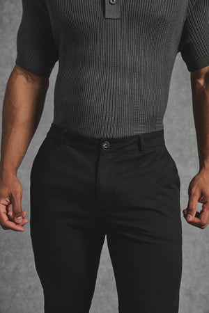 Athletic Fit Cotton Stretch Chino Pants in Black - TAILORED ATHLETE - USA