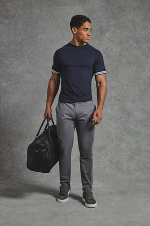 Athletic Fit Cotton Stretch Chino Pants in Dark Grey - TAILORED ATHLETE - USA