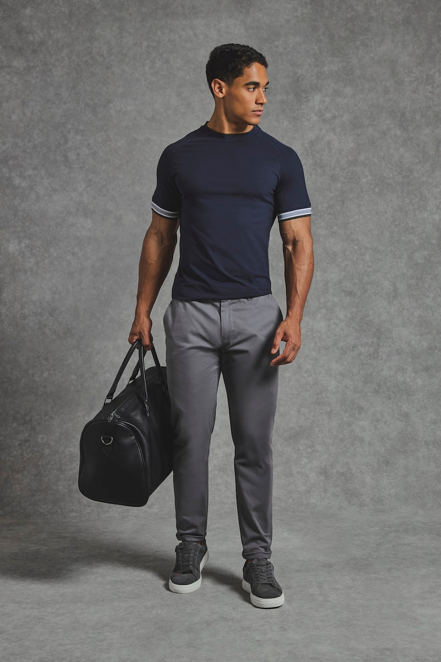 Athletic Fit Cotton Stretch Chino Pants in Dark Grey - TAILORED ATHLETE - USA