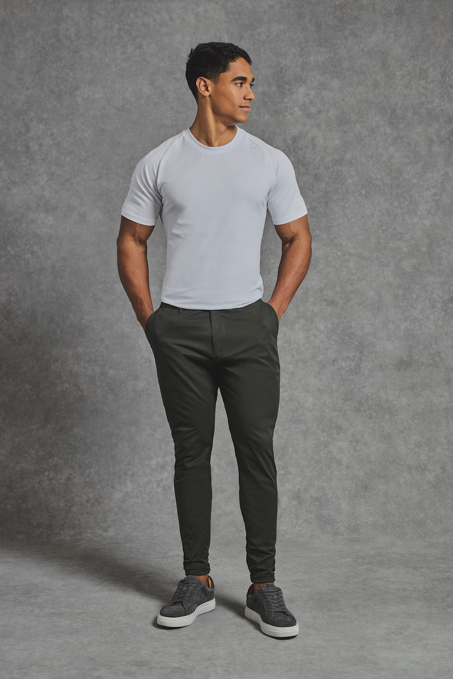 Athletic Fit Cotton Stretch Chino Pants in Dark Khaki - TAILORED ATHLETE - USA
