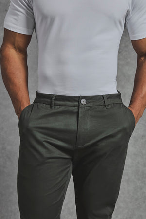 Athletic Fit Cotton Stretch Chino Pants in Dark Khaki - TAILORED ATHLETE - USA
