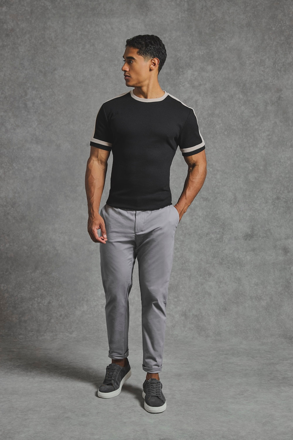 Athletic Fit Cotton Stretch Chino Pants in Pale Grey - TAILORED ATHLETE - USA
