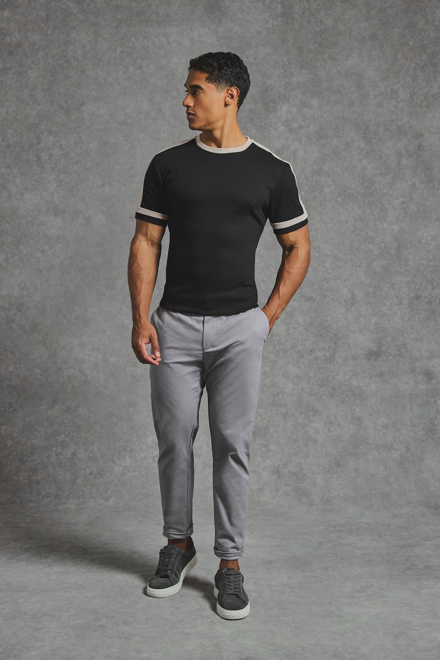 Athletic Fit Cotton Stretch Chino Pants in Pale Grey - TAILORED ATHLETE - USA