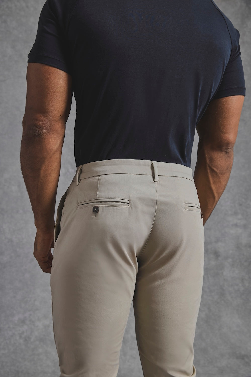 Athletic Fit Cotton Stretch Chino Pants in Stone - TAILORED ATHLETE - USA