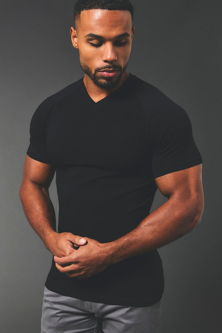 Athletic Fit V-Neck in Black - TAILORED ATHLETE - USA