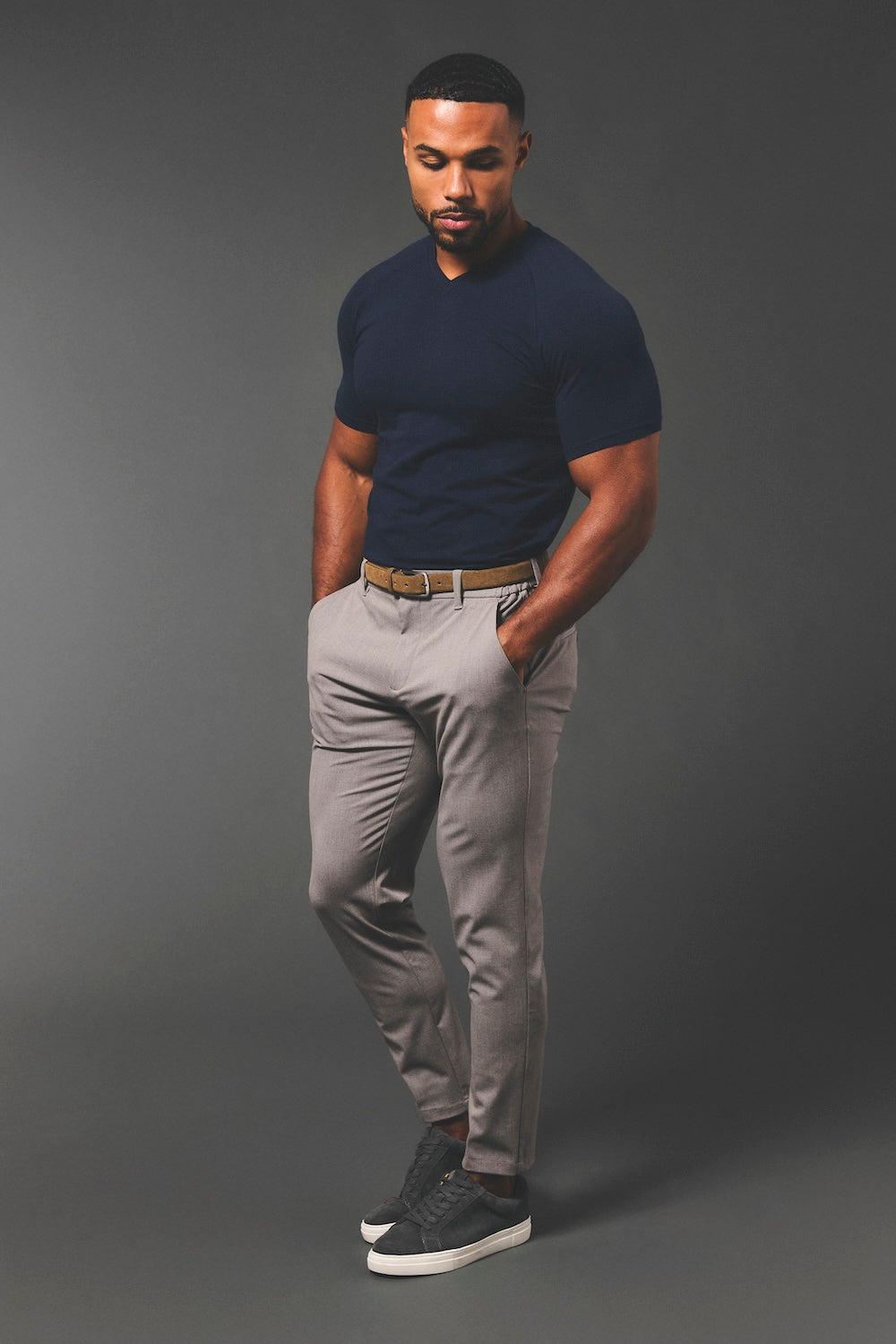 Athletic Fit V-Neck in Navy - TAILORED ATHLETE - USA