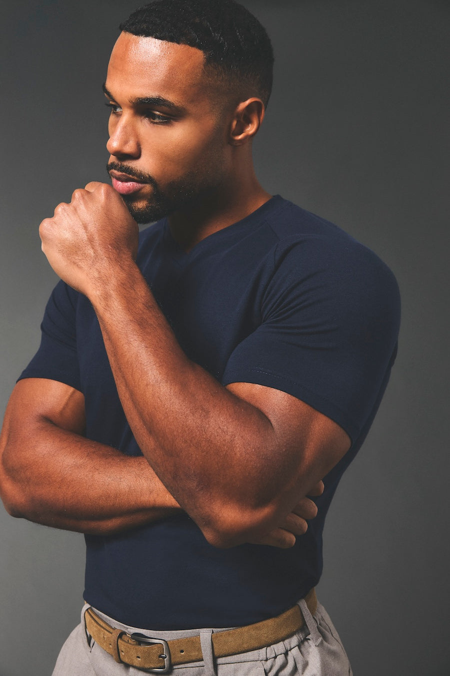 Athletic Fit V-Neck in Navy - TAILORED ATHLETE - USA