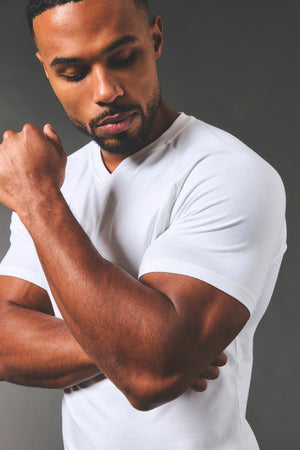 Athletic Fit V-Neck in White - TAILORED ATHLETE - USA