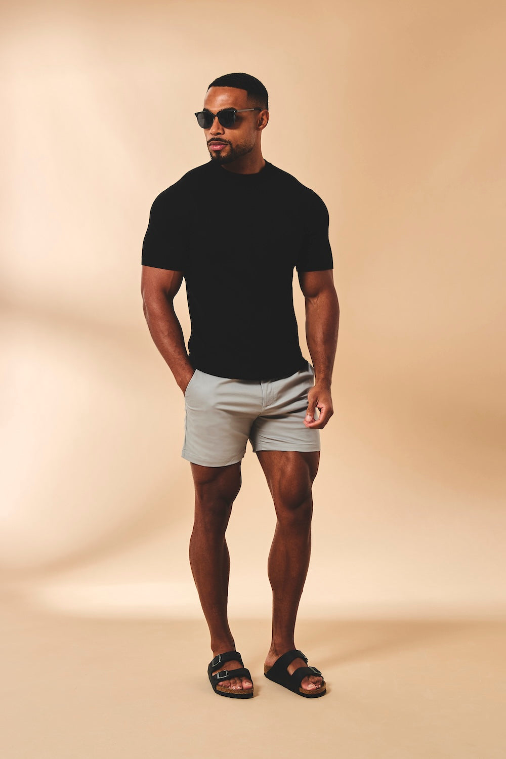 Athletic Fit Stretch Chino Shorts 5" in Pale Grey - TAILORED ATHLETE - USA