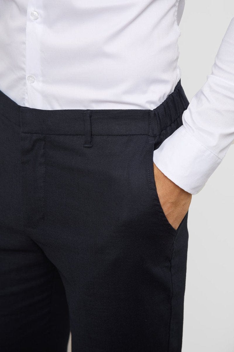 Stretch Linen Blend Suit Pants in Navy - TAILORED ATHLETE - USA