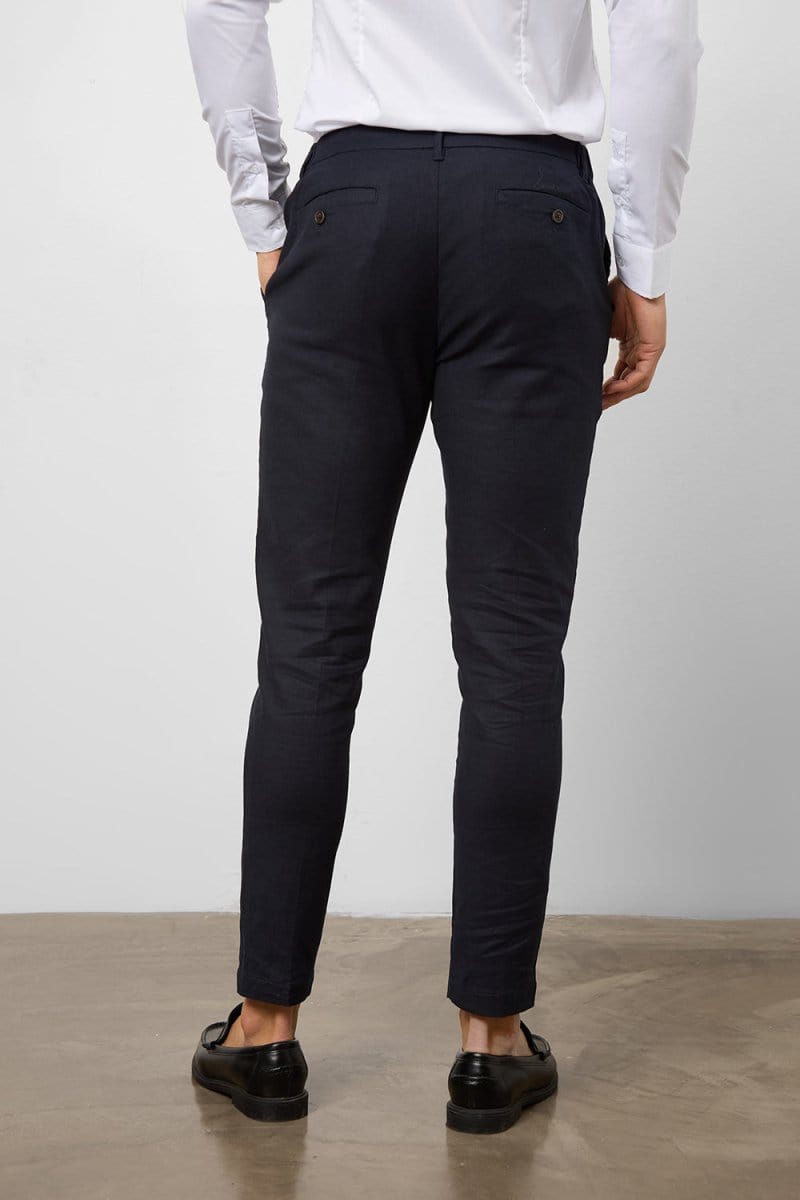 Stretch Linen Blend Suit Pants in Navy - TAILORED ATHLETE - USA