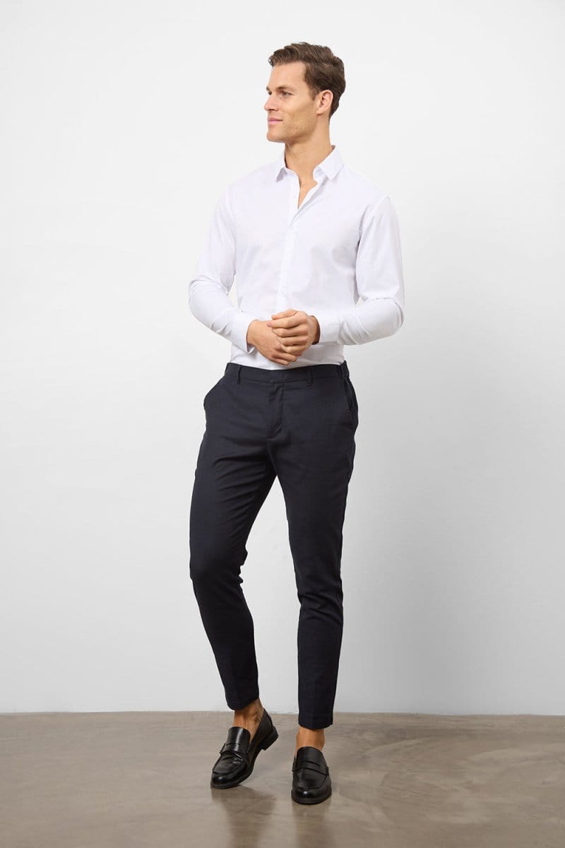Stretch Linen Blend Suit Pants in Navy - TAILORED ATHLETE - USA