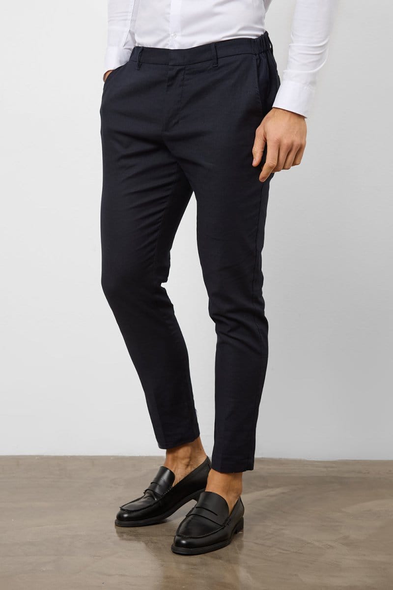 Stretch Linen Blend Suit Pants in Navy - TAILORED ATHLETE - USA