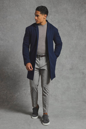 Single Breasted Overcoat in Navy - TAILORED ATHLETE - USA