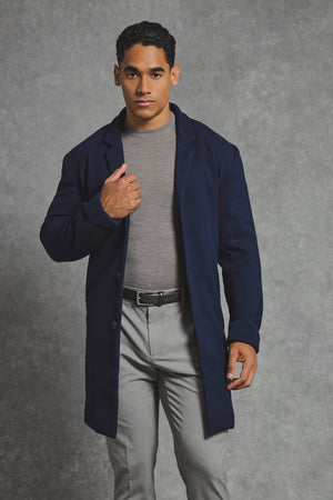 Single Breasted Overcoat in Navy - TAILORED ATHLETE - USA