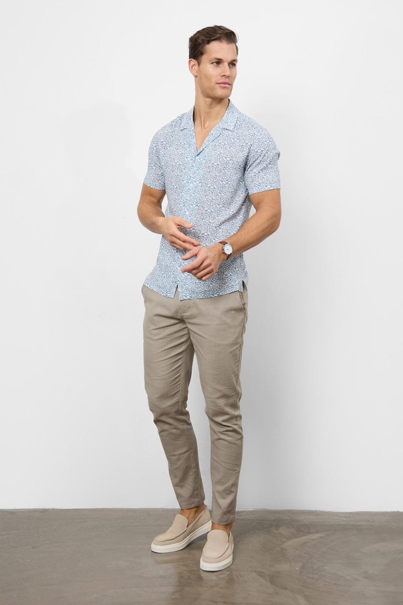 Printed Shirt in Blue Optical Geo - TAILORED ATHLETE - USA