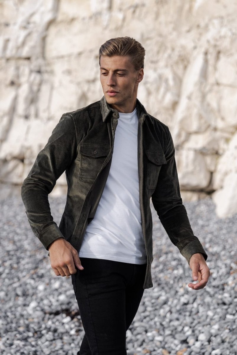 Cord Overshirt in Olive Green - TAILORED ATHLETE - USA