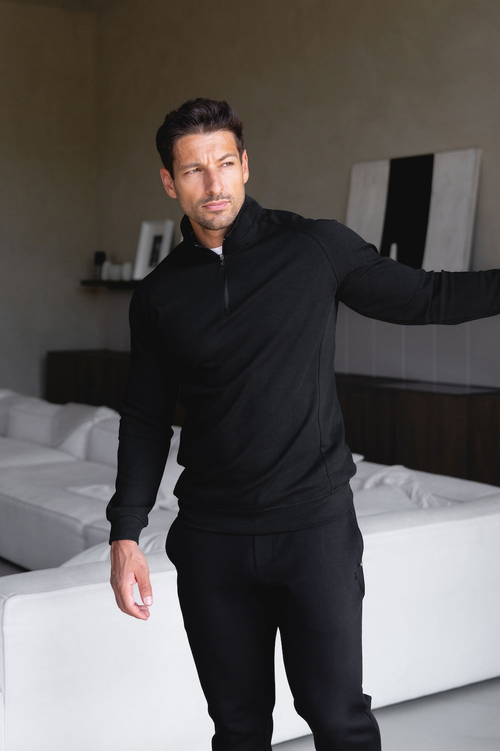 Interlock Half Zip Sweatshirt in Black - TAILORED ATHLETE - USA