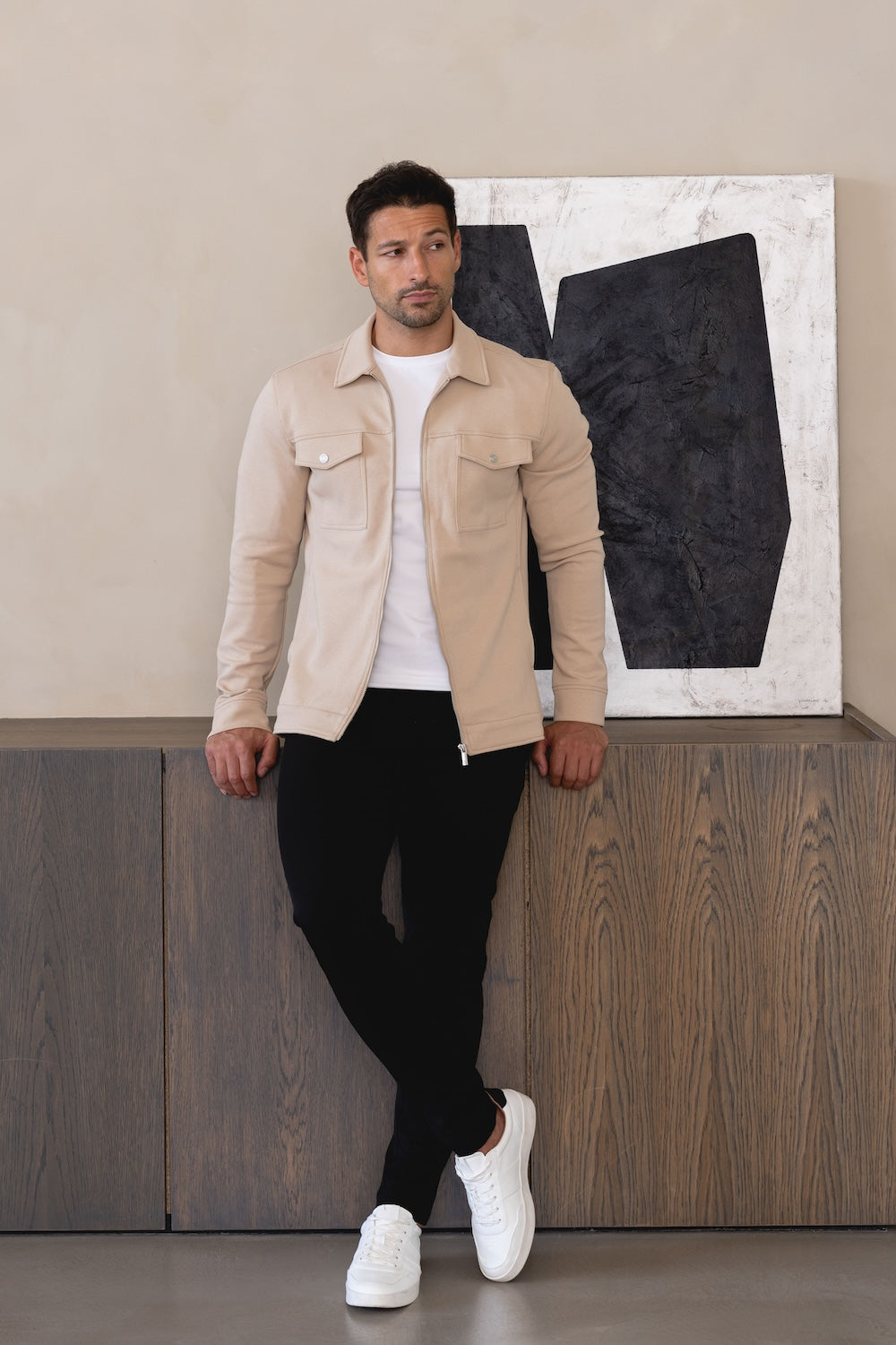 Interlock Zip Through Shacket in Stone - TAILORED ATHLETE - USA