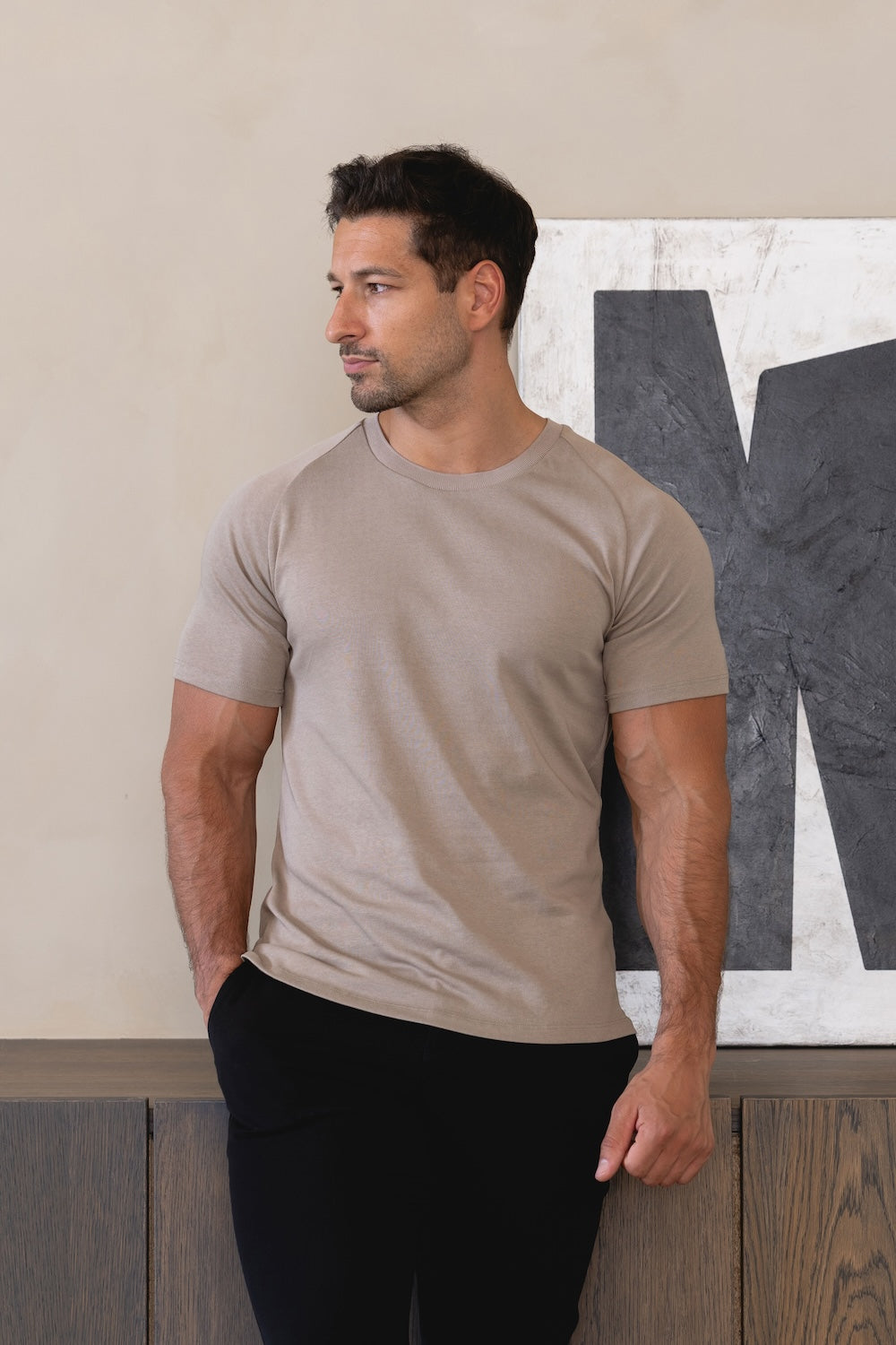 Knit Look T-Shirt in Mole - TAILORED ATHLETE - USA