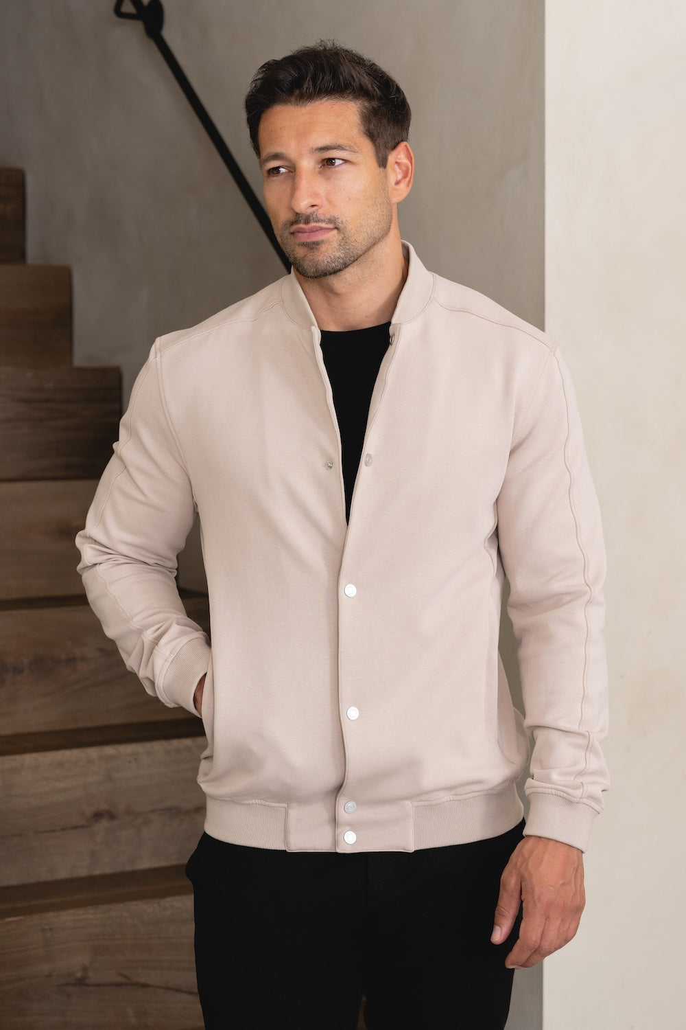 Jersey Bomber Jacket in Stone - TAILORED ATHLETE - USA