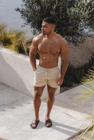 Athletic Fit Drawstring Chino Short 5" in Stone - TAILORED ATHLETE - USA