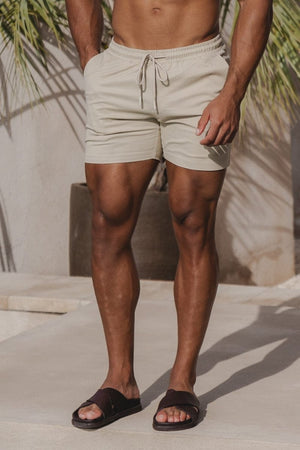Athletic Fit Drawstring Chino Short 5" in Stone - TAILORED ATHLETE - USA
