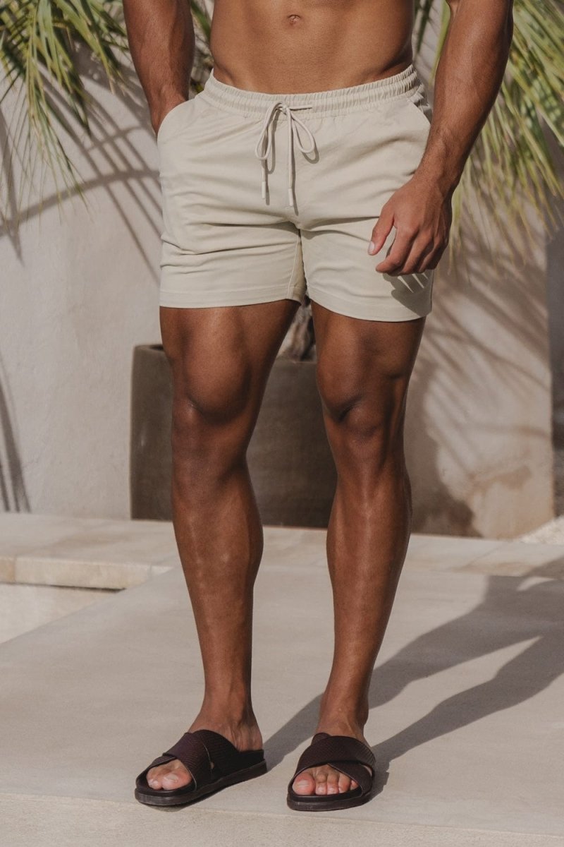 Athletic Fit Drawstring Chino Short 5" in Stone - TAILORED ATHLETE - USA