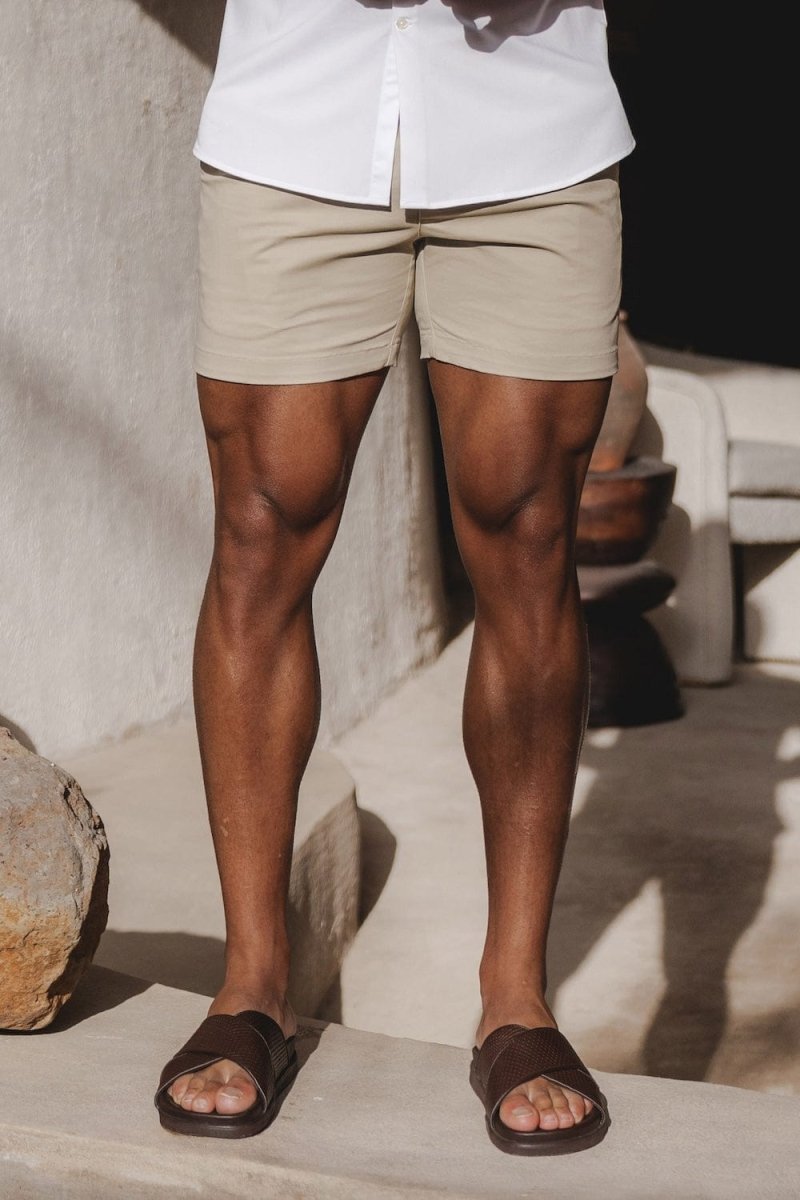 Athletic Fit Chino Shorts 5'' in Stone - TAILORED ATHLETE - USA