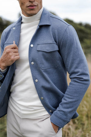 Twill Twin Pocket Overshirt in Slate Blue - TAILORED ATHLETE - USA